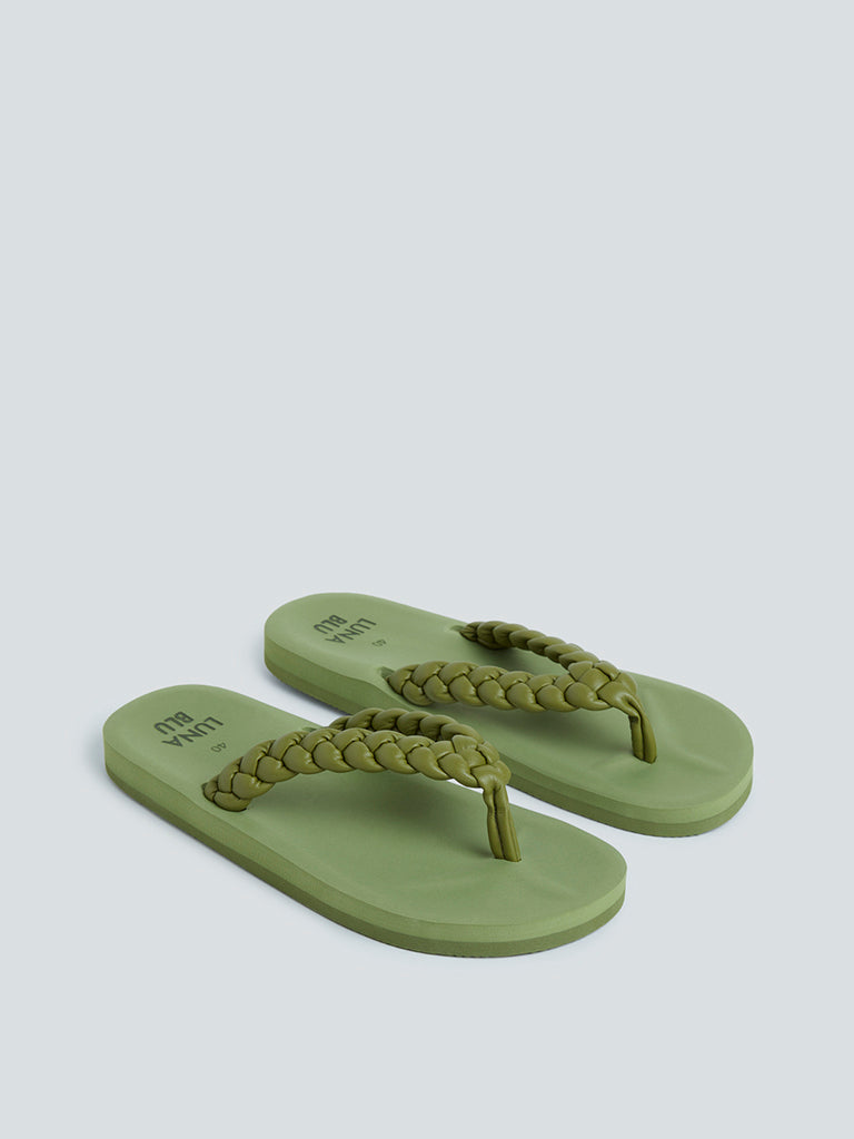 LUNA BLU Green Braided Platform Flip-Flop